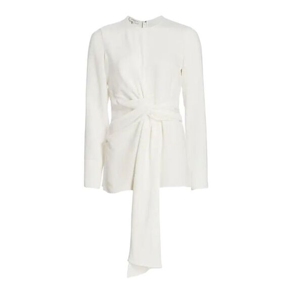 Lafayette 148 New York Cream Tie Waist Blouse Size 8 - Picture 2 of 14